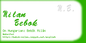 milan bebok business card